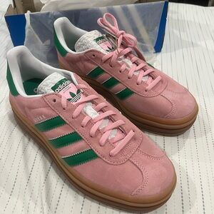 Adidas Gazelle, True Pink, Green &Ftwr White